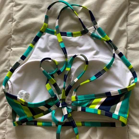 Aerie High Neck Vertical Striped Bikini Top - Picture 2 of 3